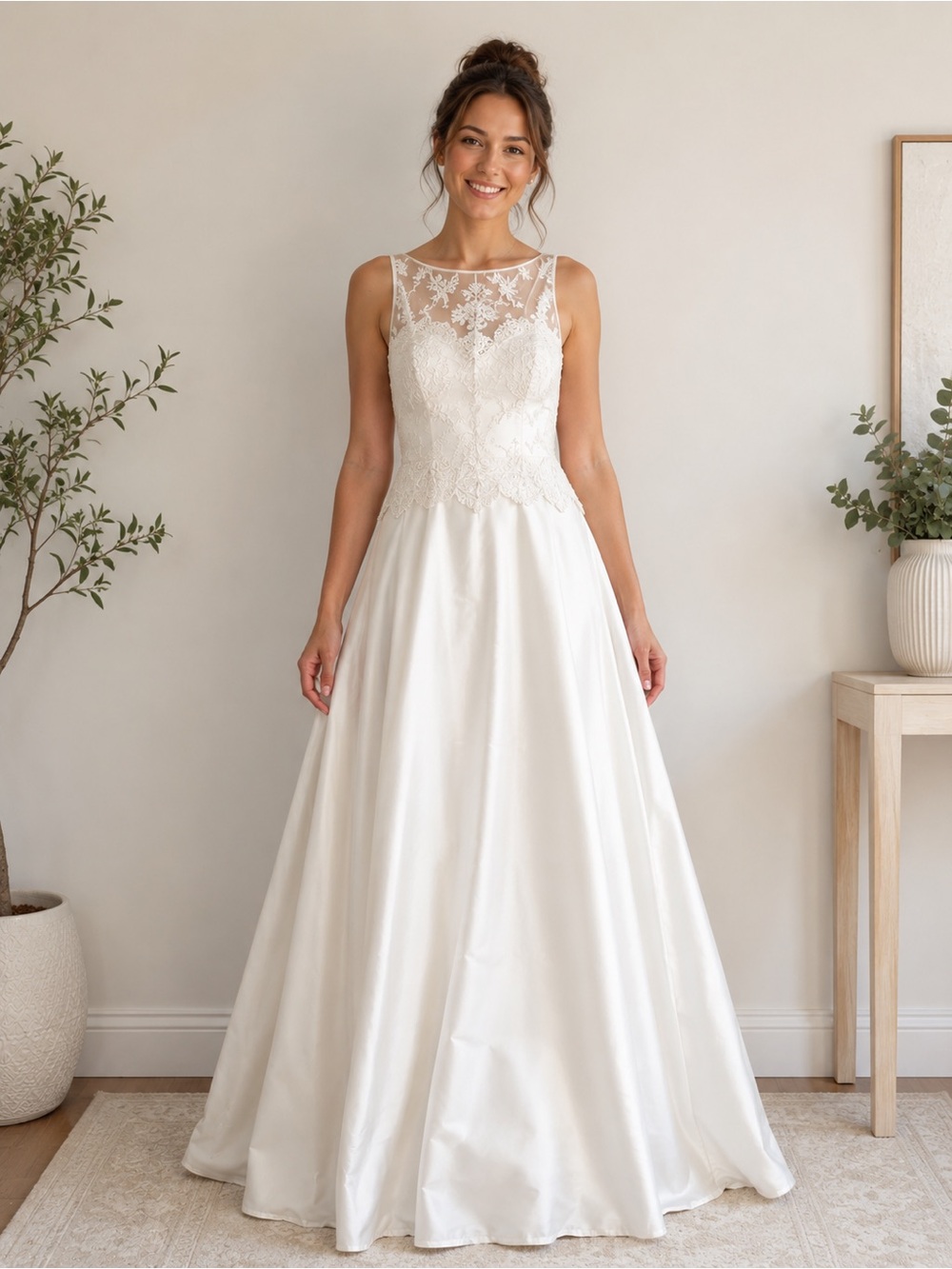 Jessica McClintock Bridal Lace Satin Wedding Gown Size 6